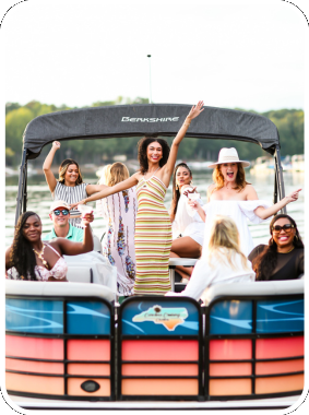 a group of girls partying aboard carolina cruising charters' boat rental in lake norman, north carolina